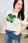 Sequin Clover French Terry Puff Sleeve Top