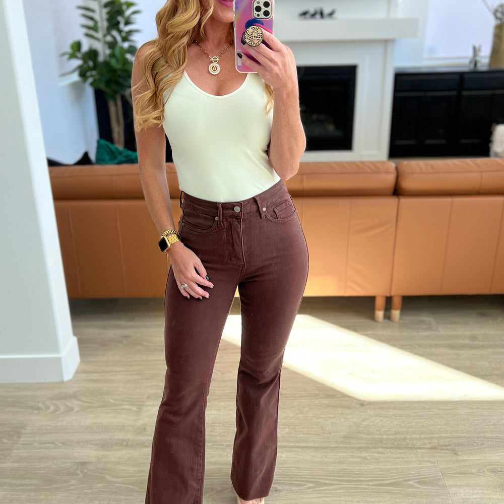 
                      
                        Sienna High Rise Control Top Flare Jeans in Espresso
                      
                    