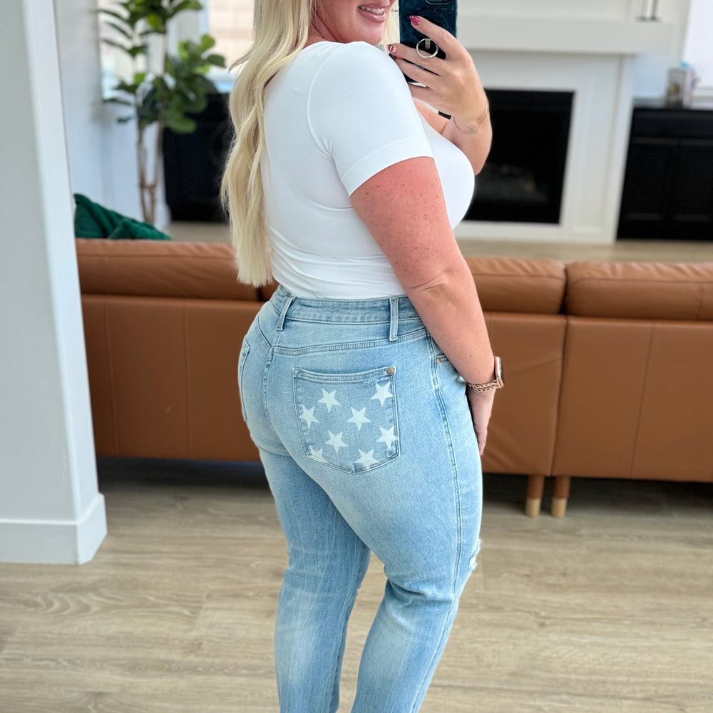 
                      
                        Sam Mid Rise Star Pocket Boyfriend Jeans
                      
                    