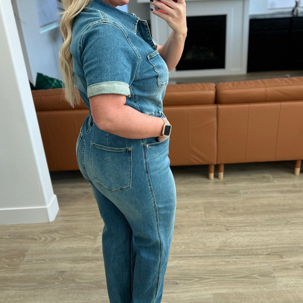 
                      
                        Sylvia Short Sleeve Denim Jumpsuit
                      
                    