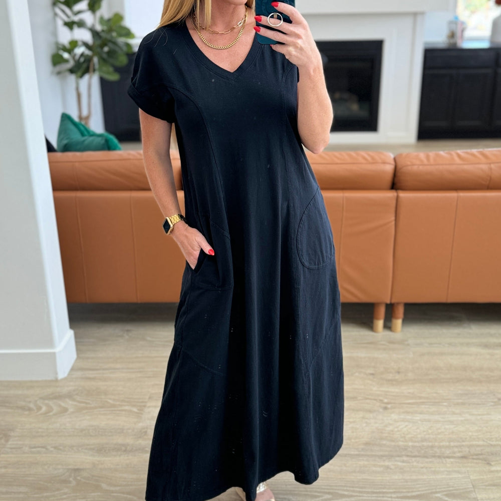 
                      
                        Modern Maritime Shift Maxi Dress in Black
                      
                    