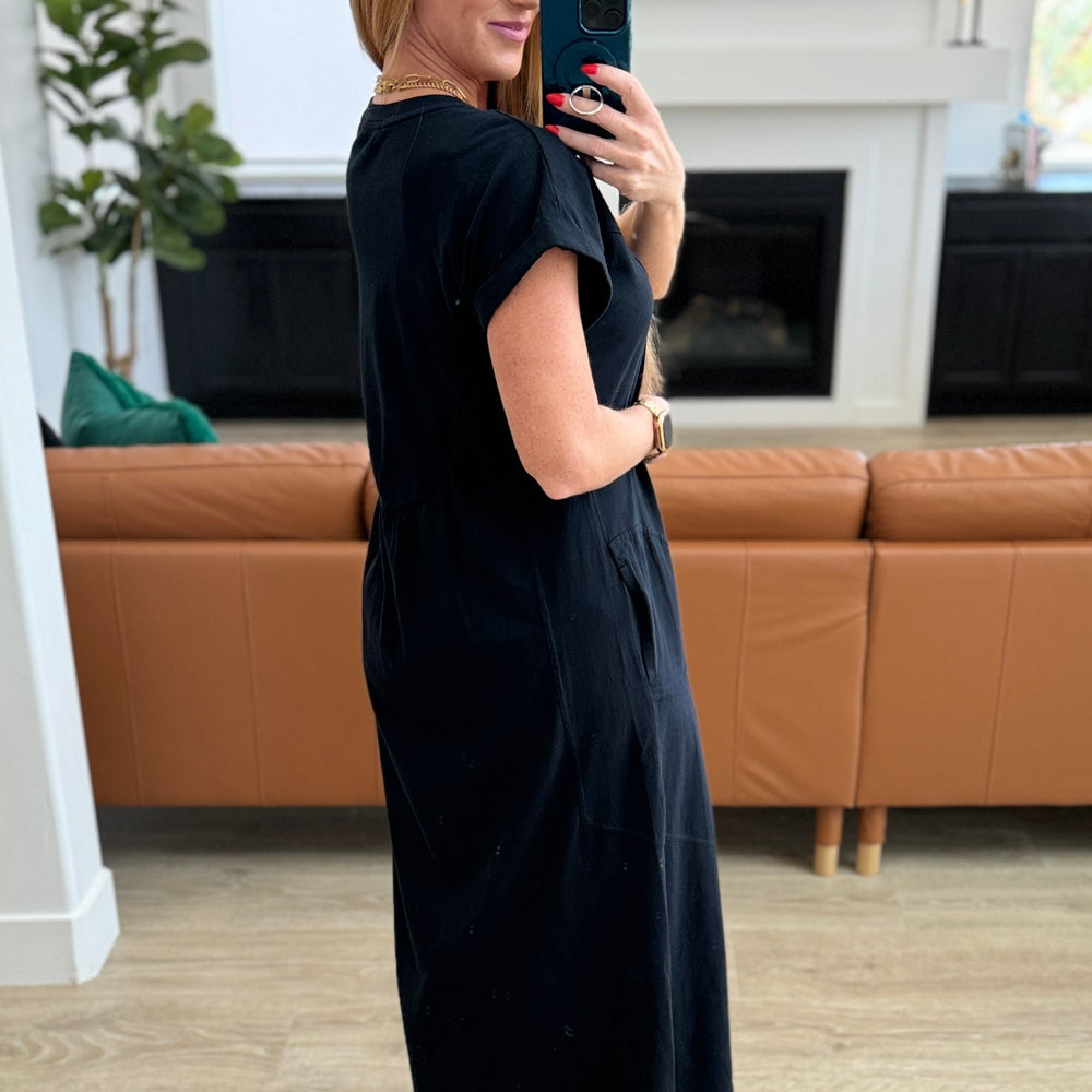 
                      
                        Modern Maritime Shift Maxi Dress in Black
                      
                    