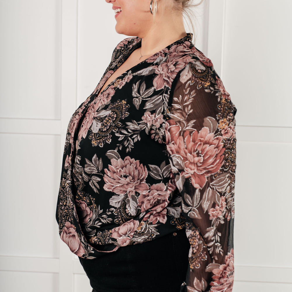 
                      
                        I Wish We Had it All Surplice Floral Blouse
                      
                    