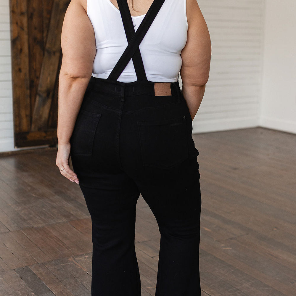 
                      
                        Imogene Control Top Retro Flare Overalls in Black
                      
                    