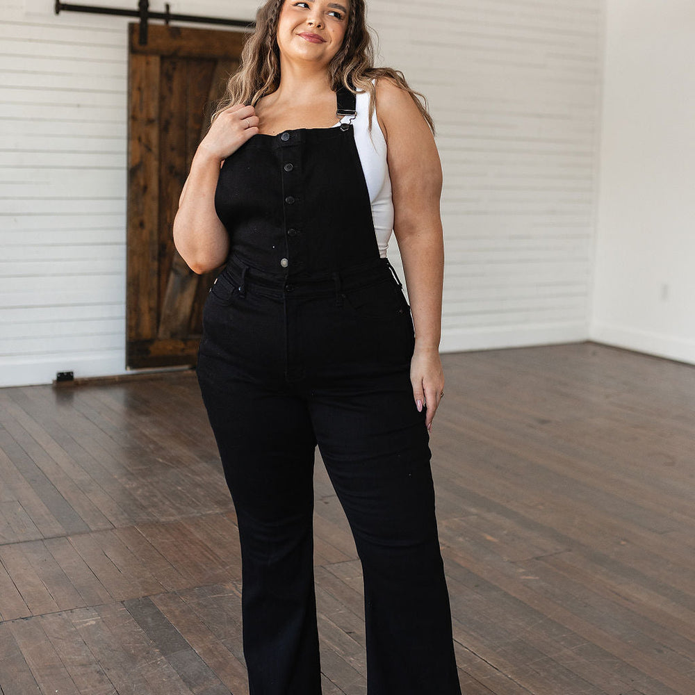 
                      
                        Imogene Control Top Retro Flare Overalls in Black
                      
                    