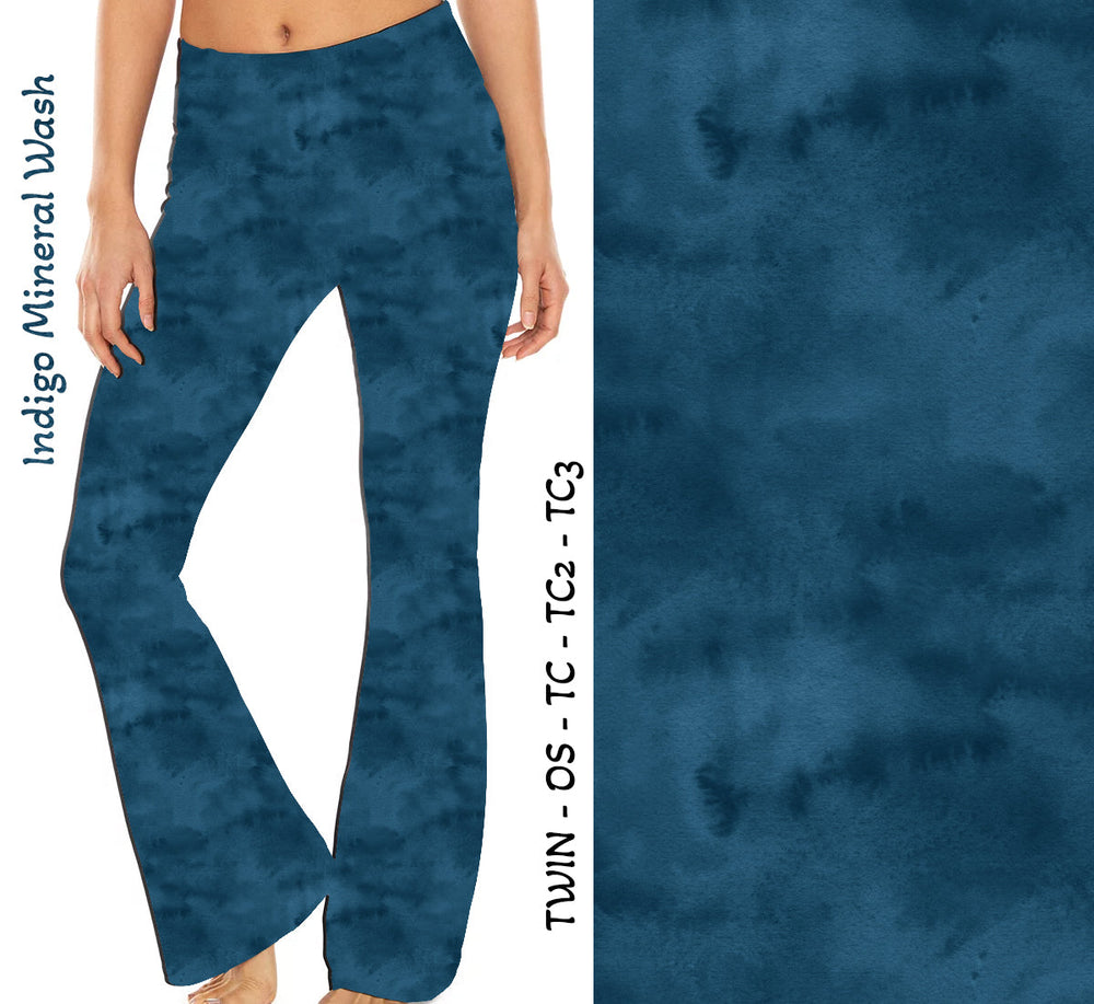 Indigo Mineral Wash Yoga Flares with Pockets