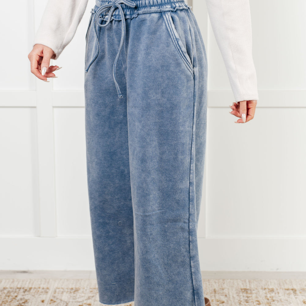 
                      
                        In or Out Wide Leg Cropped Pants in Dusty Blue
                      
                    