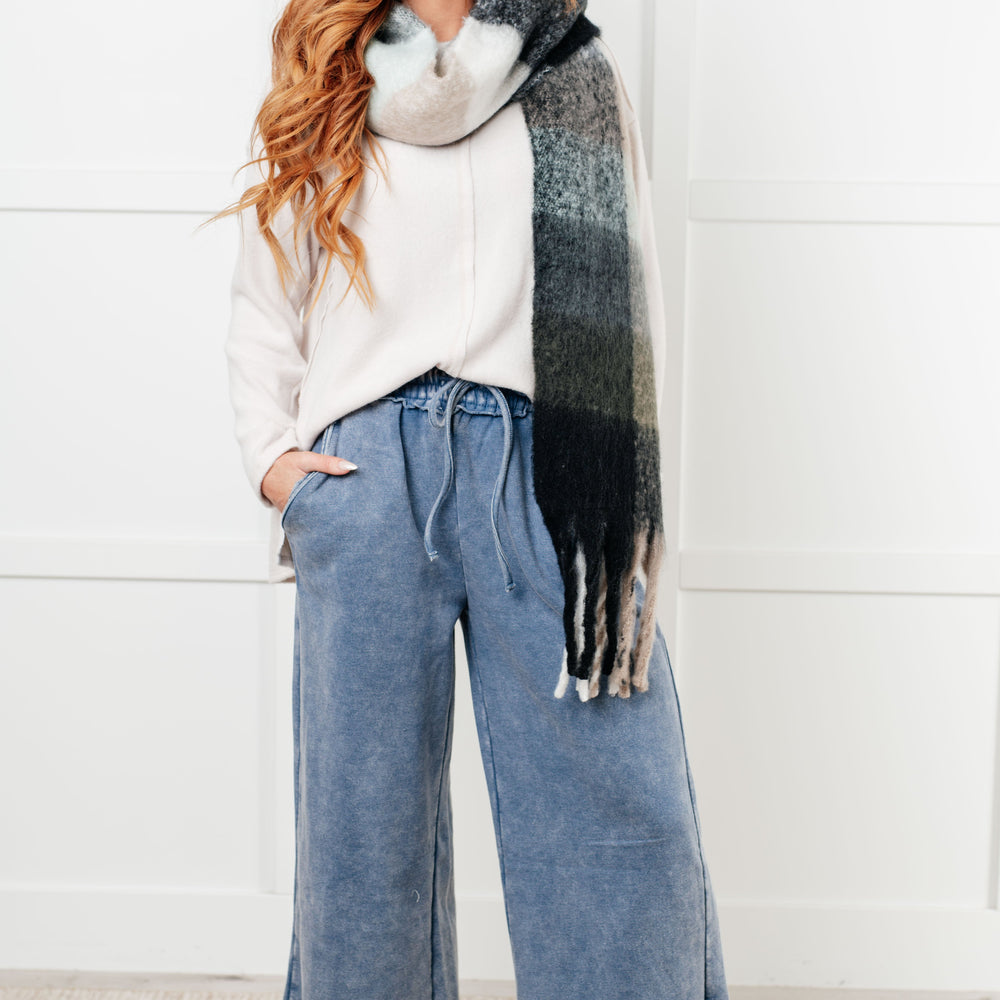 
                      
                        In or Out Wide Leg Cropped Pants in Dusty Blue
                      
                    