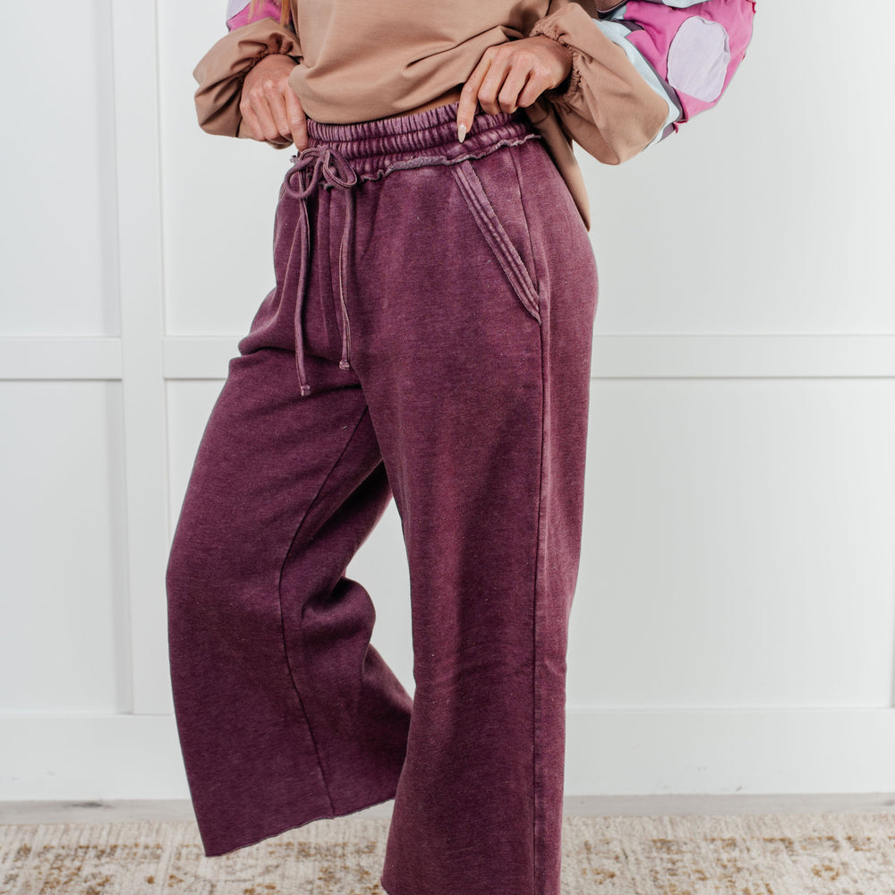 
                      
                        In or Out Wide Leg Cropped Pants in Eggplant
                      
                    