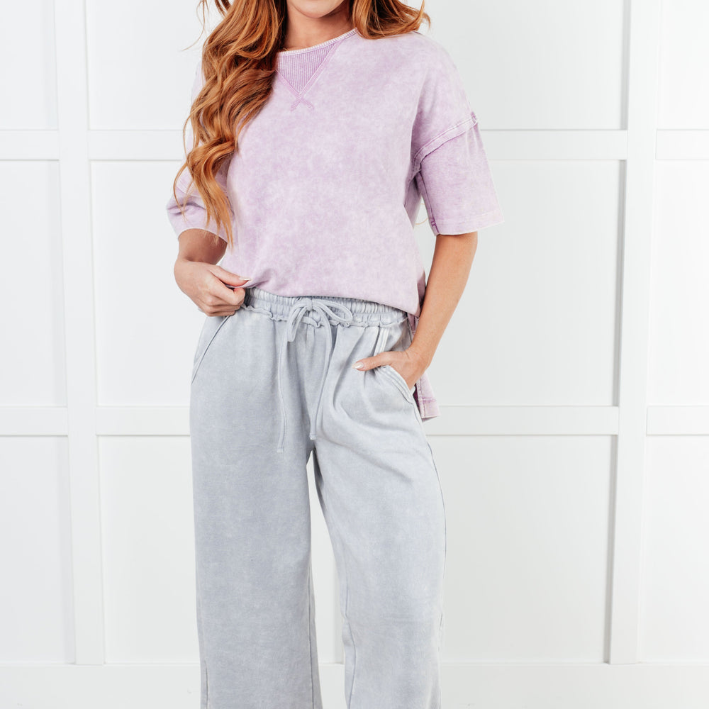 
                      
                        In or Out Wide Leg Cropped Pants in Light Grey
                      
                    