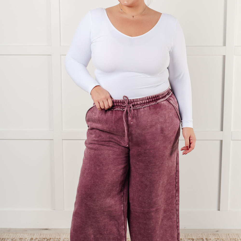 
                      
                        In or Out Wide Leg Cropped Pants in Eggplant
                      
                    