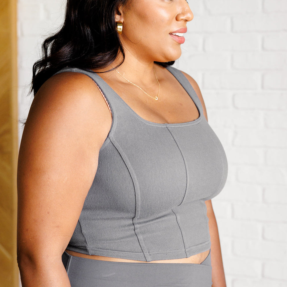 
                      
                        It's All About the Balance Twill Square Neck Crop Top in Titanium
                      
                    