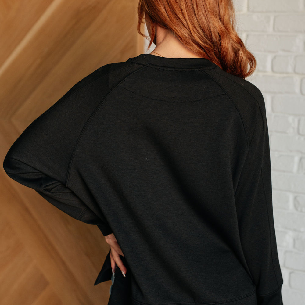 
                      
                        It's The Little Things Relaxed Scuba Pullover in Black
                      
                    