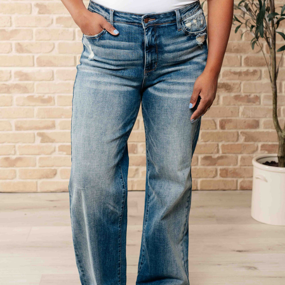 
                      
                        Katrina High Waist Distressed Denim Trousers
                      
                    