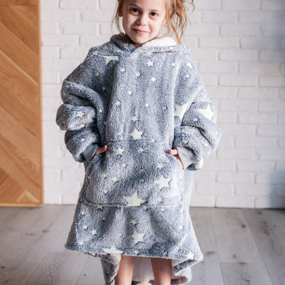 
                      
                        Kids Oversized Hoodie Blanket in Grey Stars
                      
                    