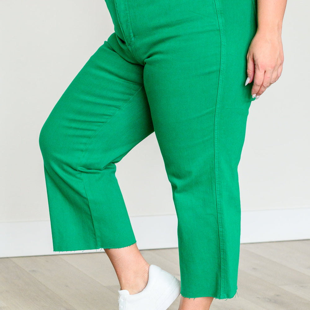 
                      
                        Lisa High Rise Control Top Wide Leg Crop Jeans in Kelly Green
                      
                    