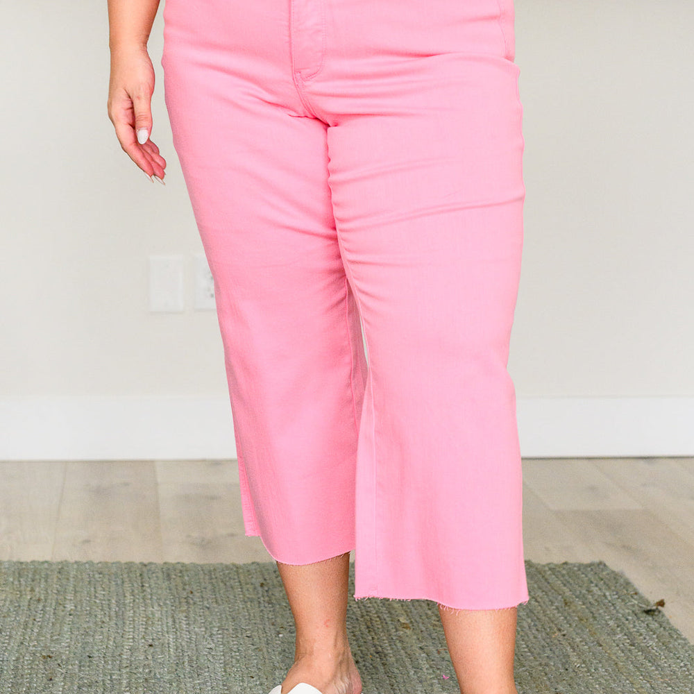 
                      
                        Lisa High Rise Control Top Wide Leg Crop Jeans in Pink
                      
                    