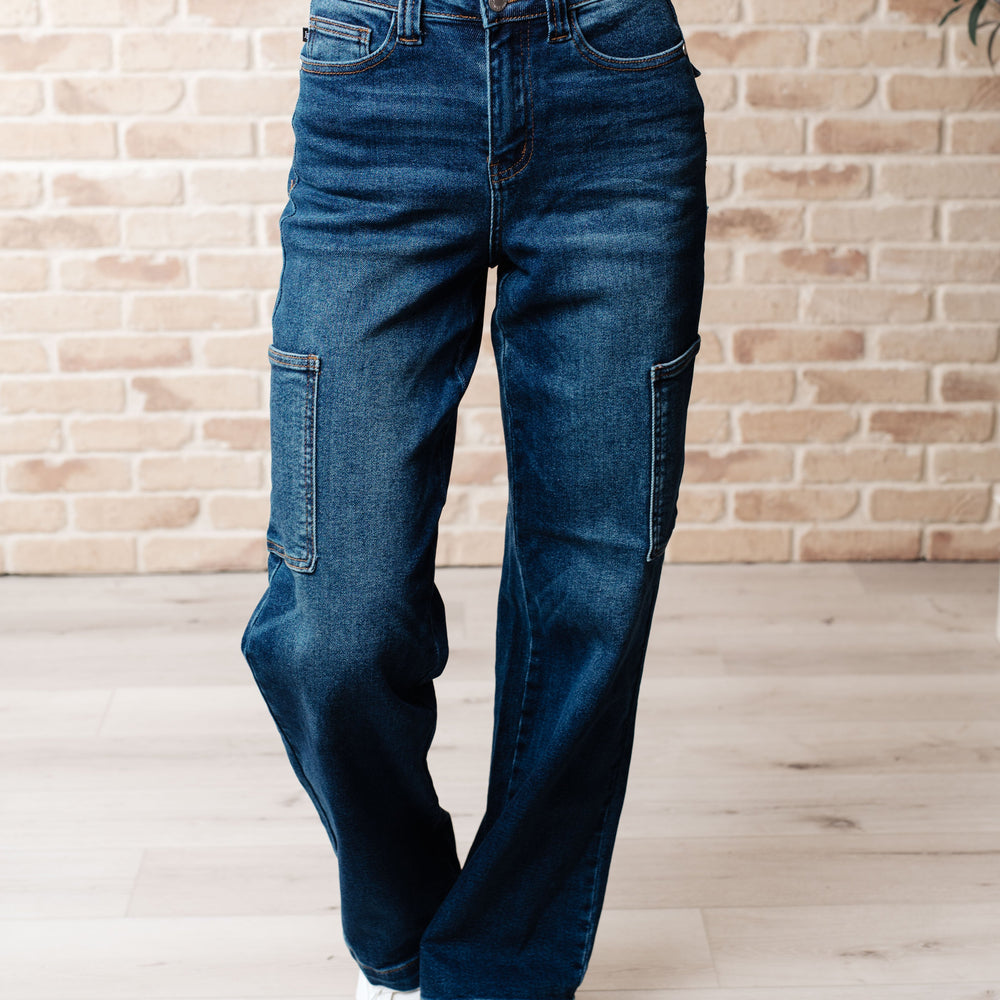 
                      
                        Leila High Rise Cargo Straight Jeans
                      
                    