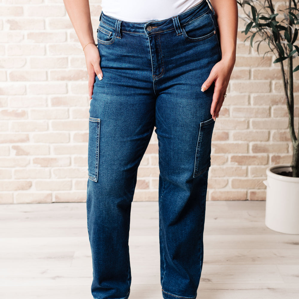 
                      
                        Leila High Rise Cargo Straight Jeans
                      
                    