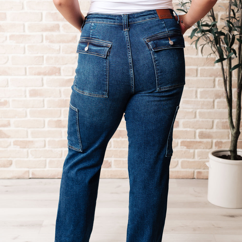 
                      
                        Leila High Rise Cargo Straight Jeans
                      
                    