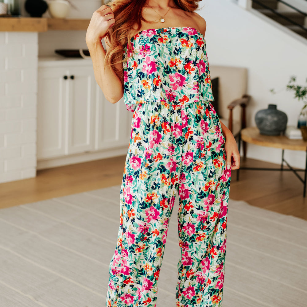 
                      
                        Life of the Party Floral Jumpsuit in Green
                      
                    