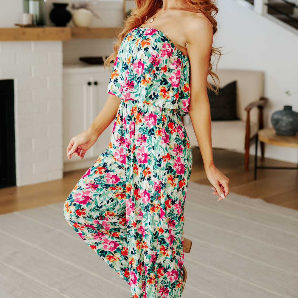 
                      
                        Life of the Party Floral Jumpsuit in Green
                      
                    