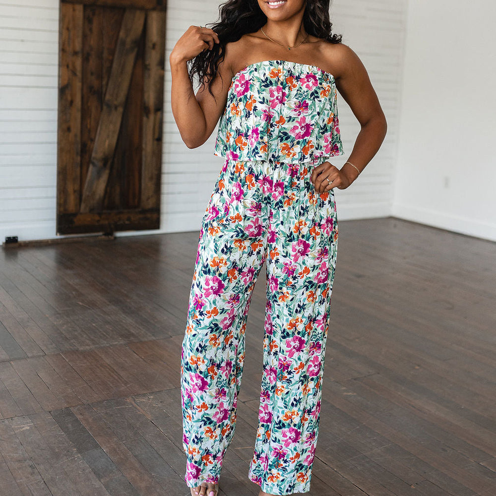 
                      
                        Life of the Party Floral Jumpsuit in Green
                      
                    