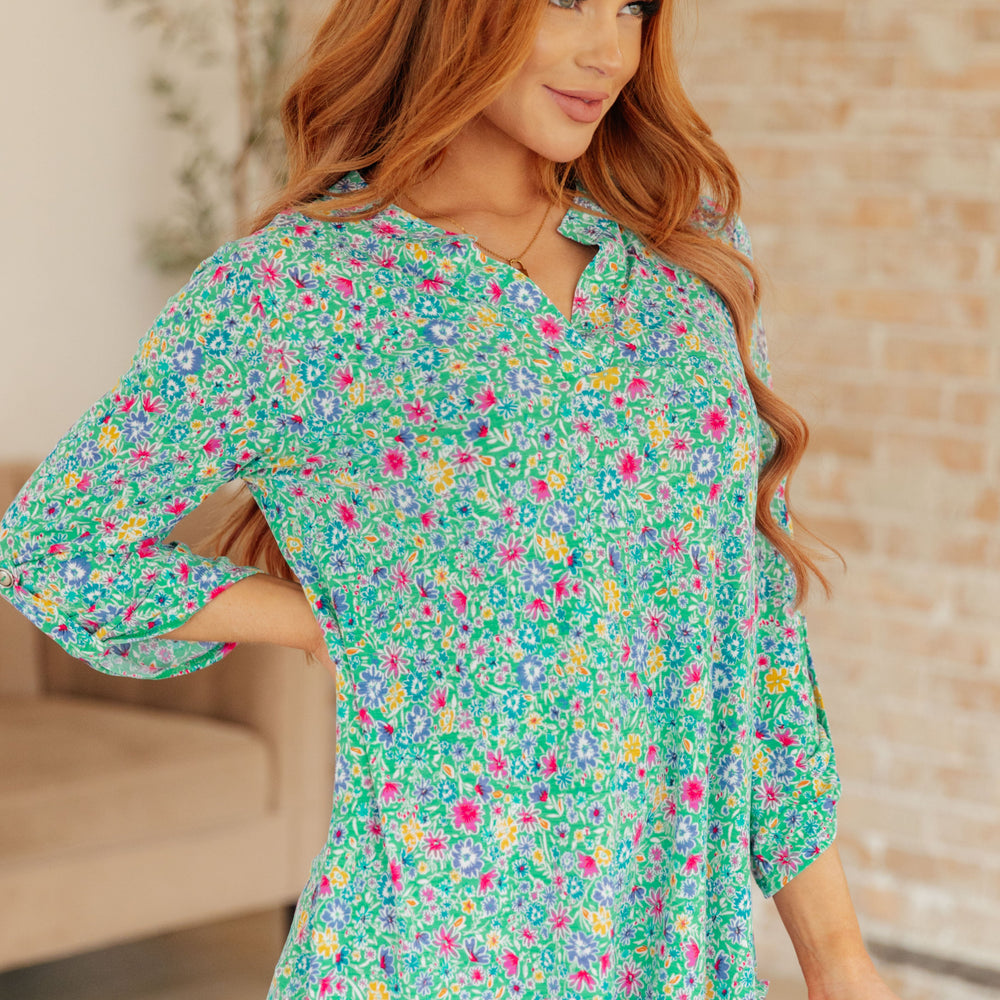 
                      
                        Lizzy Top in Emerald Floral
                      
                    