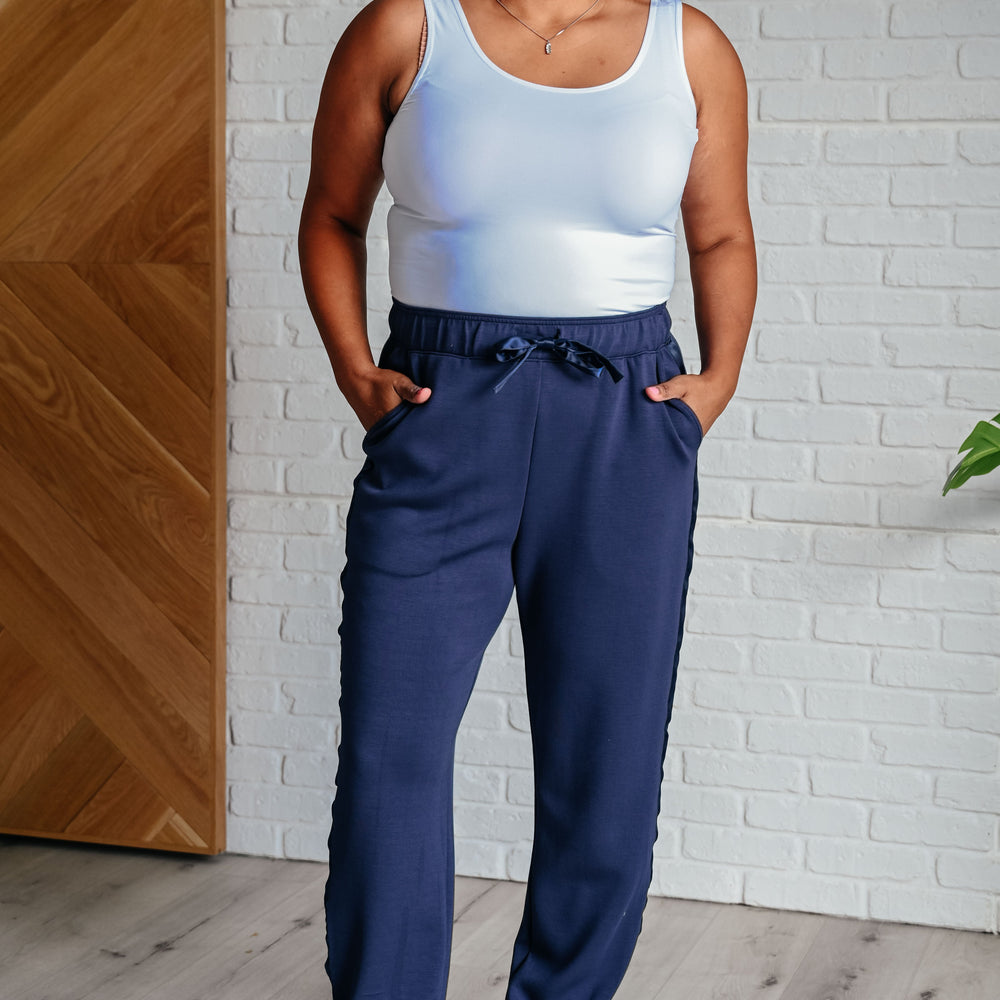 
                      
                        Lysa Satin Stripe Lounge Pants in Smoky Navy
                      
                    