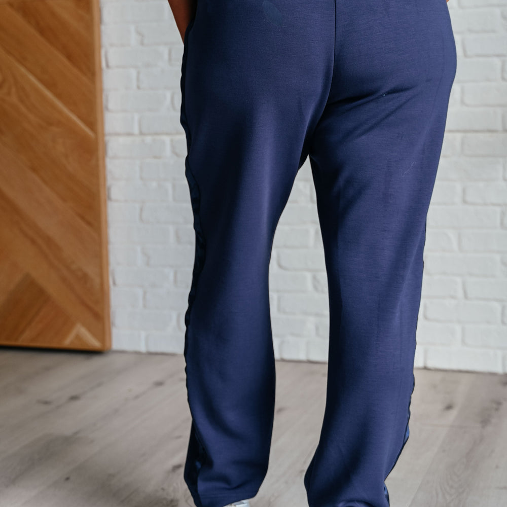 
                      
                        Lysa Satin Stripe Lounge Pants in Smoky Navy
                      
                    