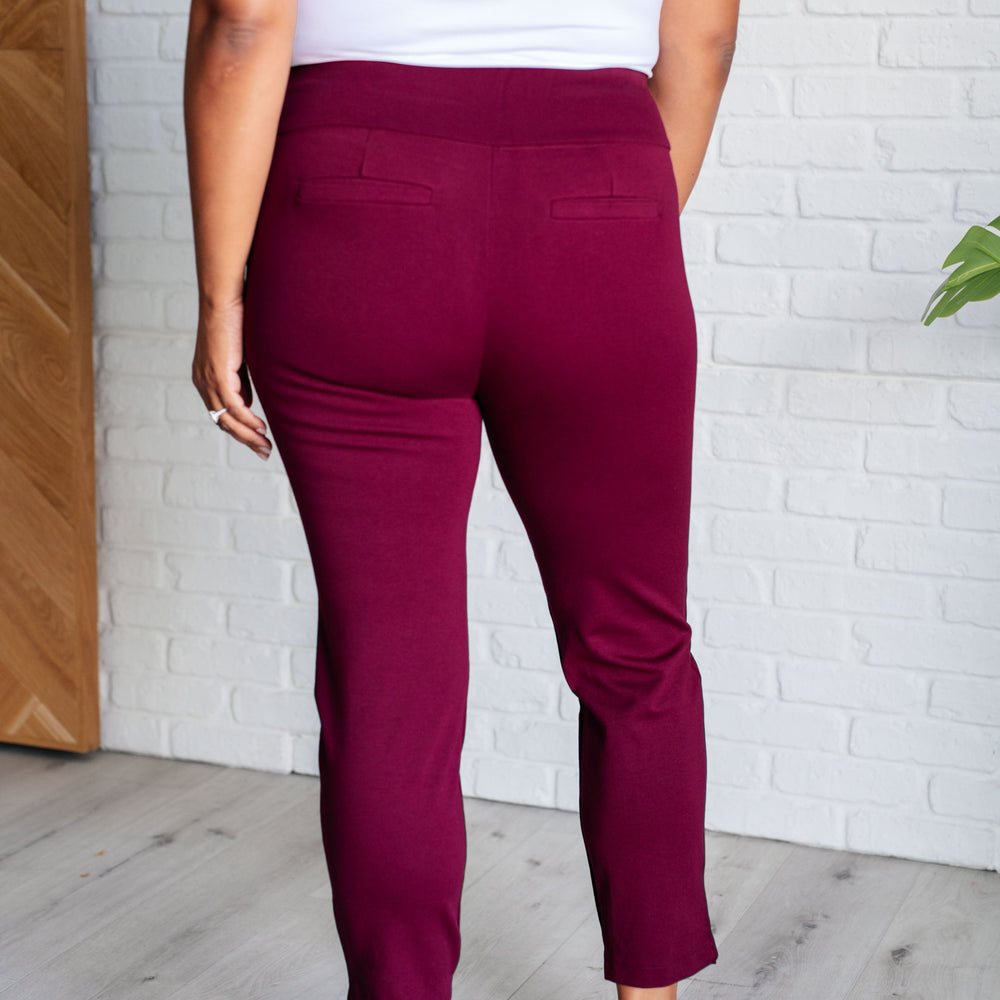 
                      
                        Magic Ankle Crop Skinny Pants in Wine
                      
                    