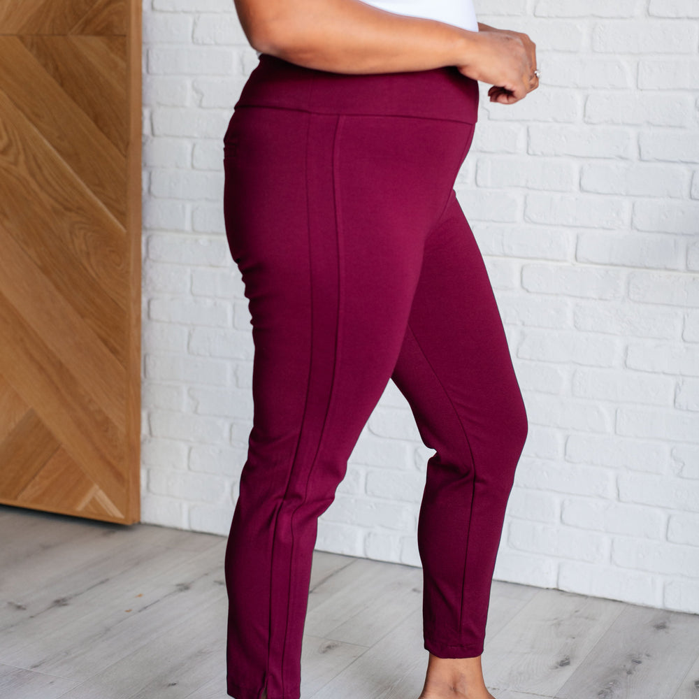 
                      
                        Magic Ankle Crop Skinny Pants in Wine
                      
                    