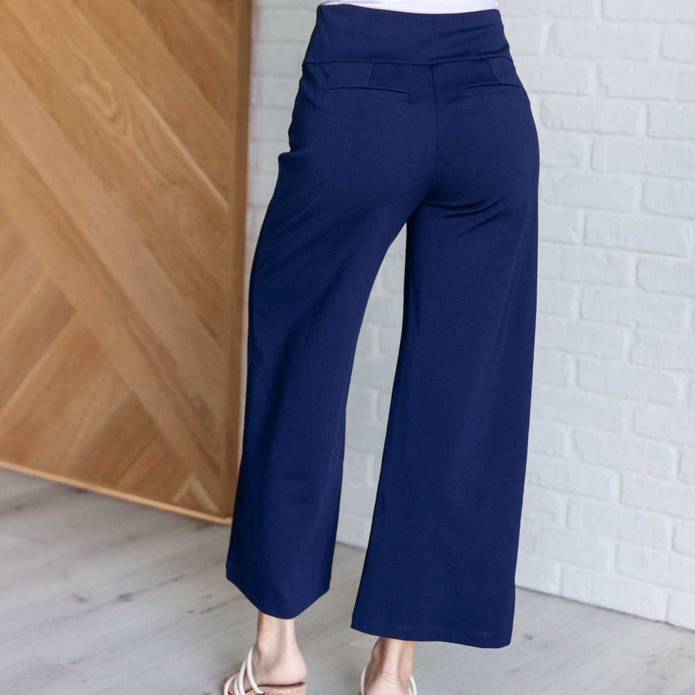 
                      
                        Magic Wide Leg Crop Pants in Navy
                      
                    