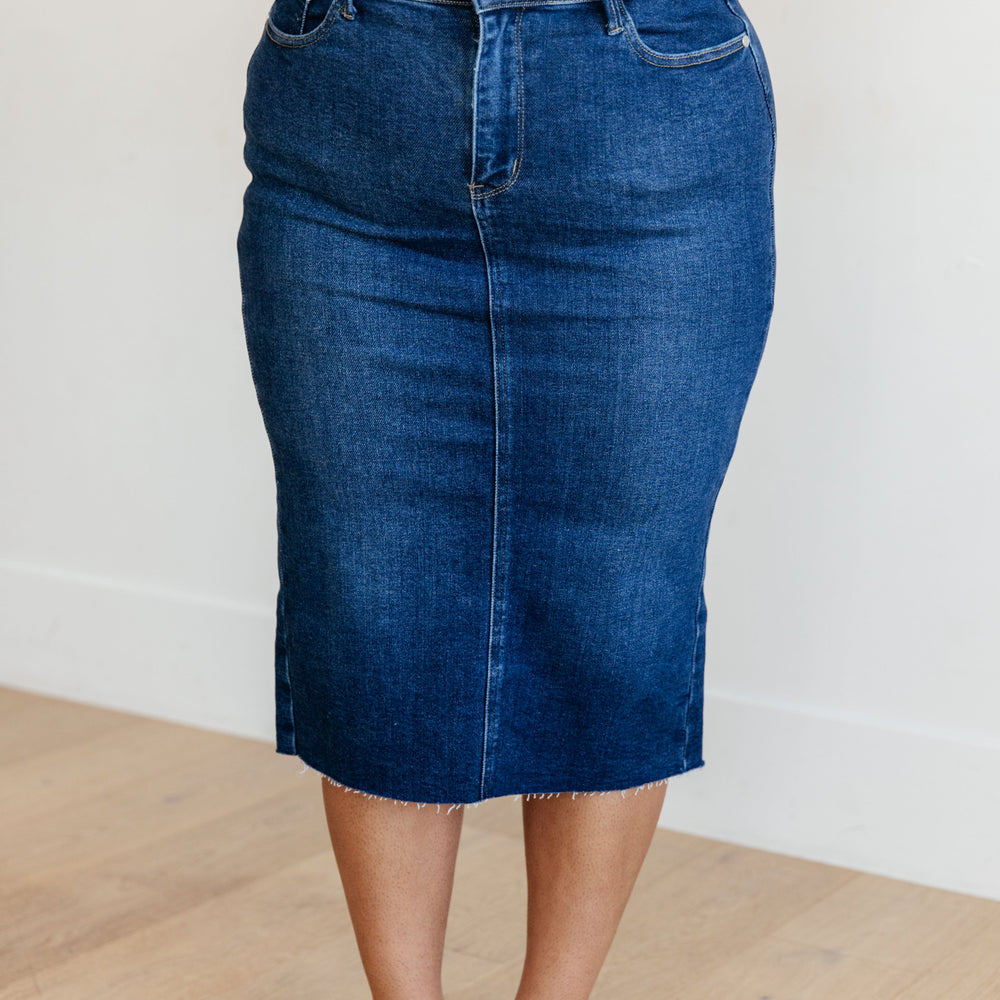 
                      
                        Marcy High Rise Denim Midi Skirt
                      
                    