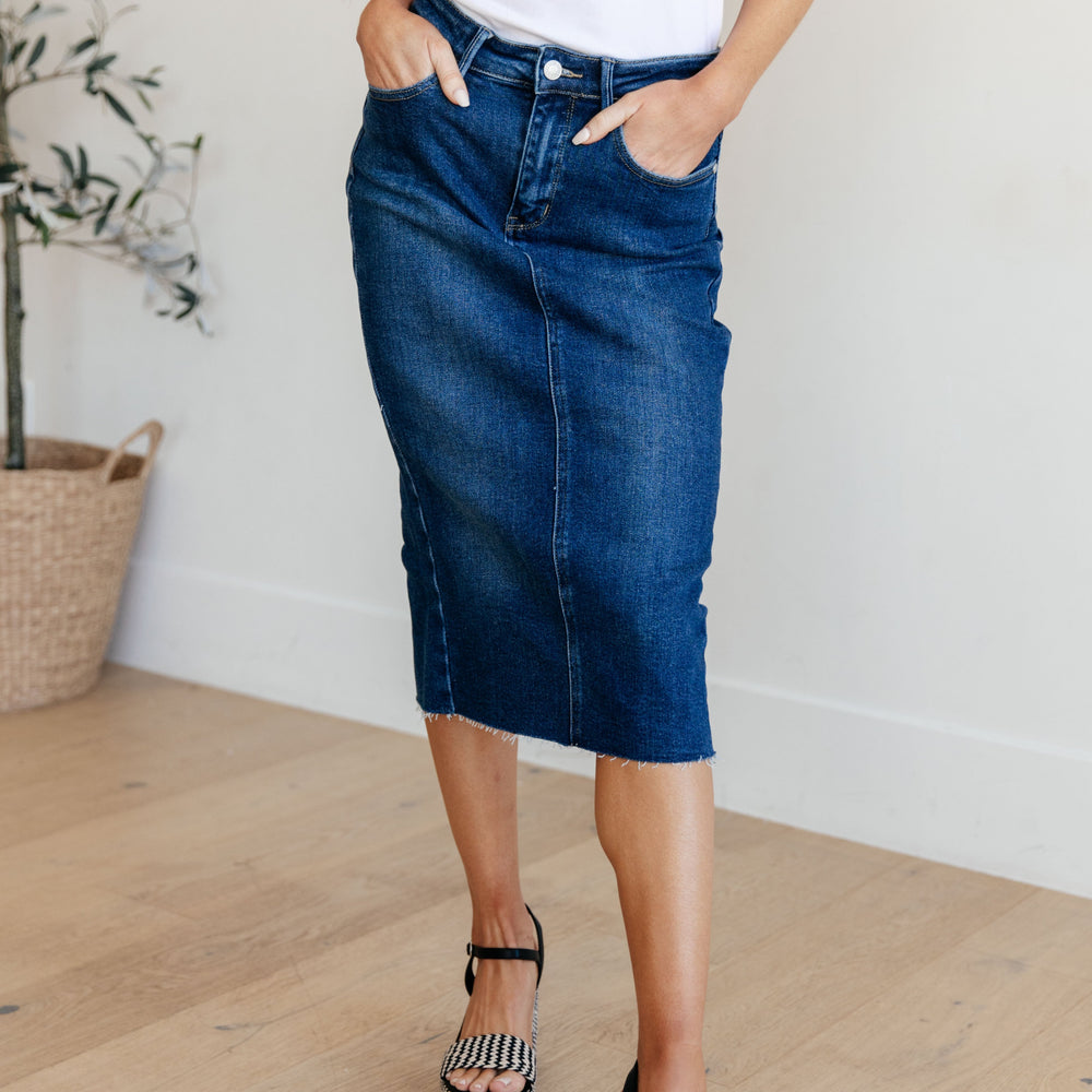 
                      
                        Marcy High Rise Denim Midi Skirt
                      
                    