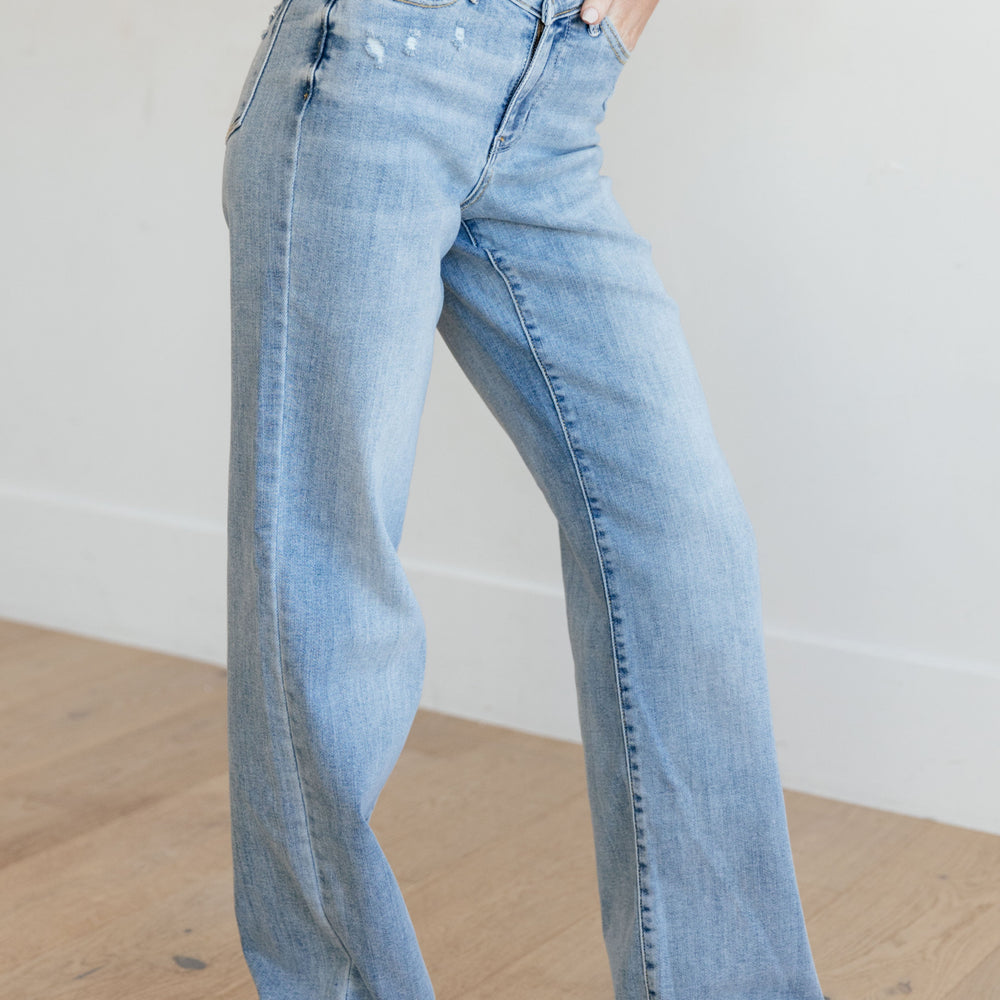 
                      
                        Mildred High Rise V Front Waistband Straight Jeans
                      
                    