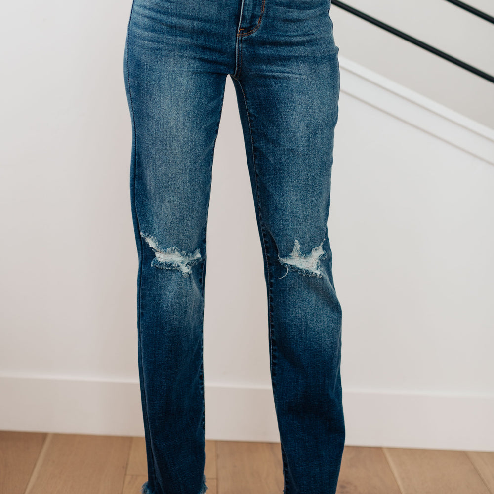 
                      
                        Morgan High Rise Distressed Straight Jeans
                      
                    