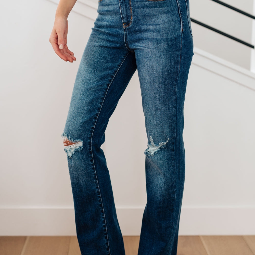 
                      
                        Morgan High Rise Distressed Straight Jeans
                      
                    