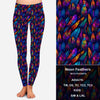Neon Feathers Leggings & Capris with Pockets
