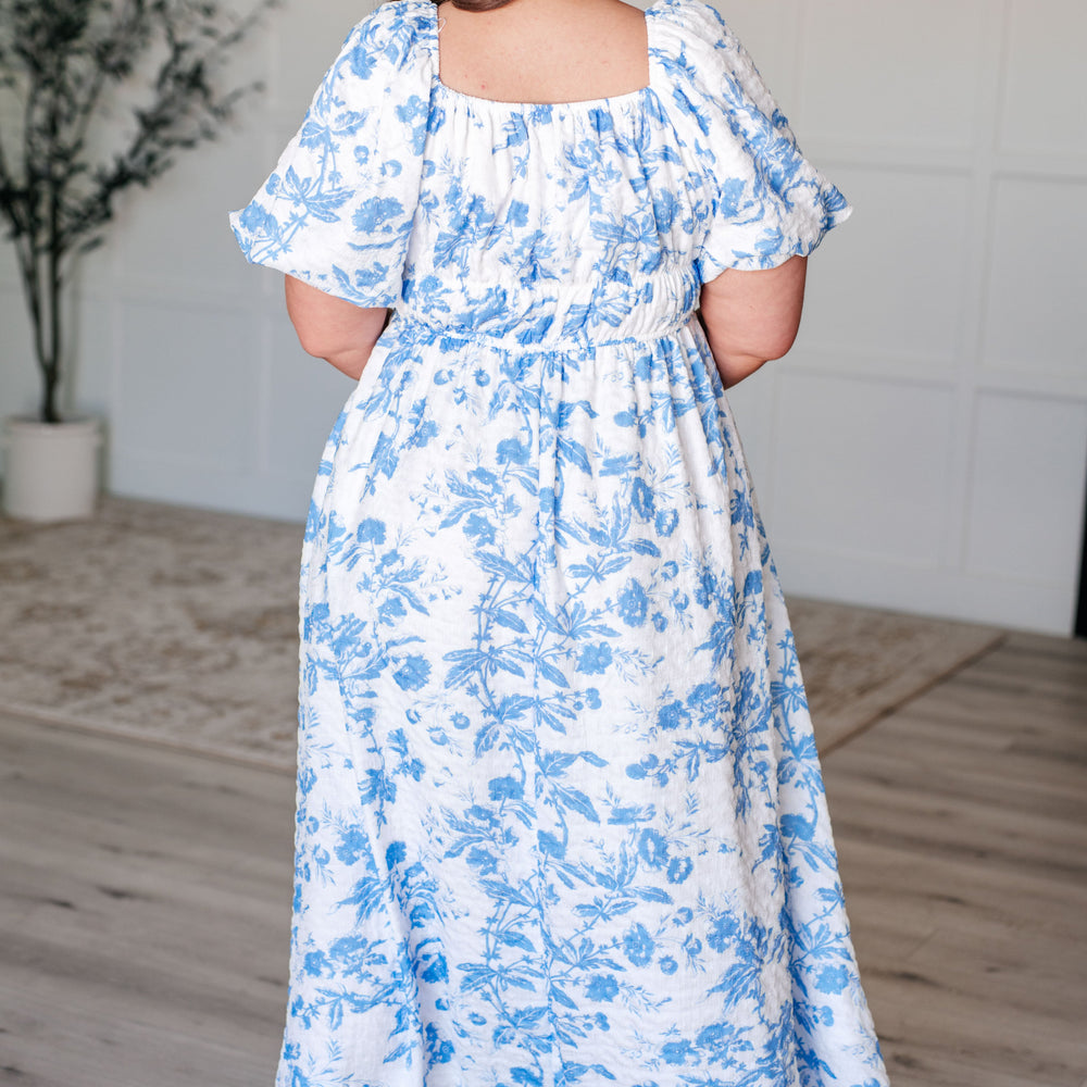 
                      
                        Nurturing Myself Square Neck Floral Dress in Blue
                      
                    