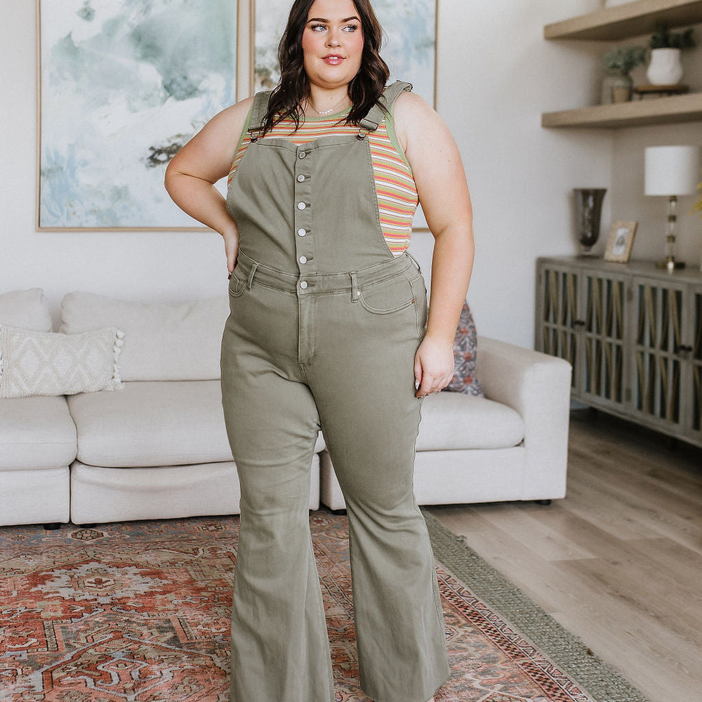 
                      
                        Olivia Control Top Release Hem Overalls in Olive
                      
                    