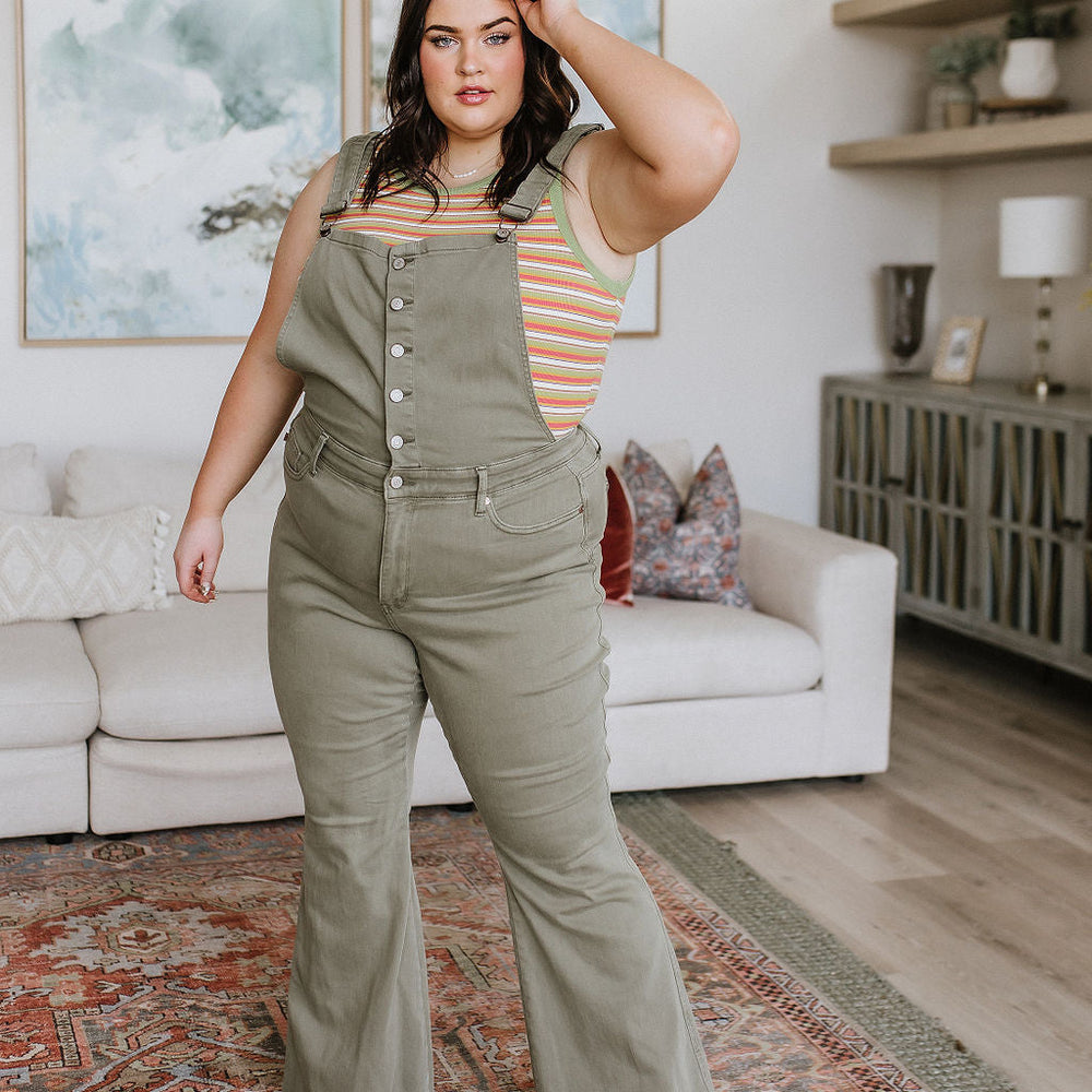 
                      
                        Olivia Control Top Release Hem Overalls in Olive
                      
                    