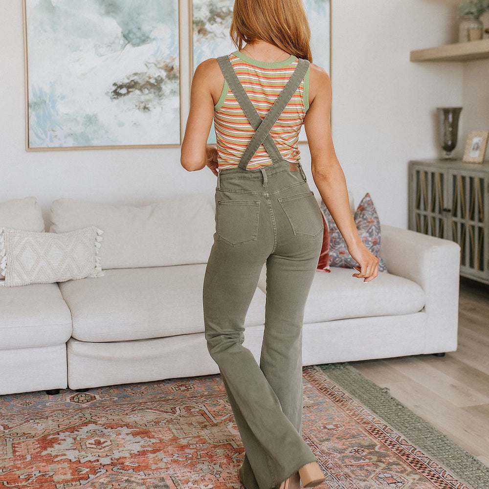 
                      
                        Olivia Control Top Release Hem Overalls in Olive
                      
                    