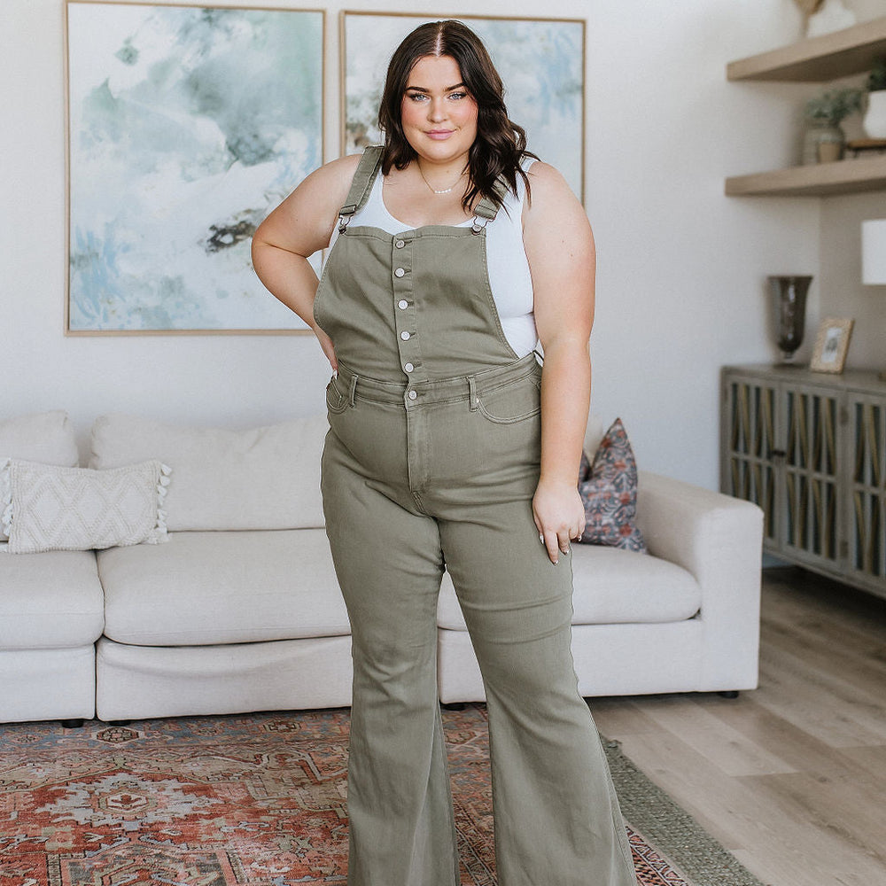 
                      
                        Olivia Control Top Release Hem Overalls in Olive
                      
                    