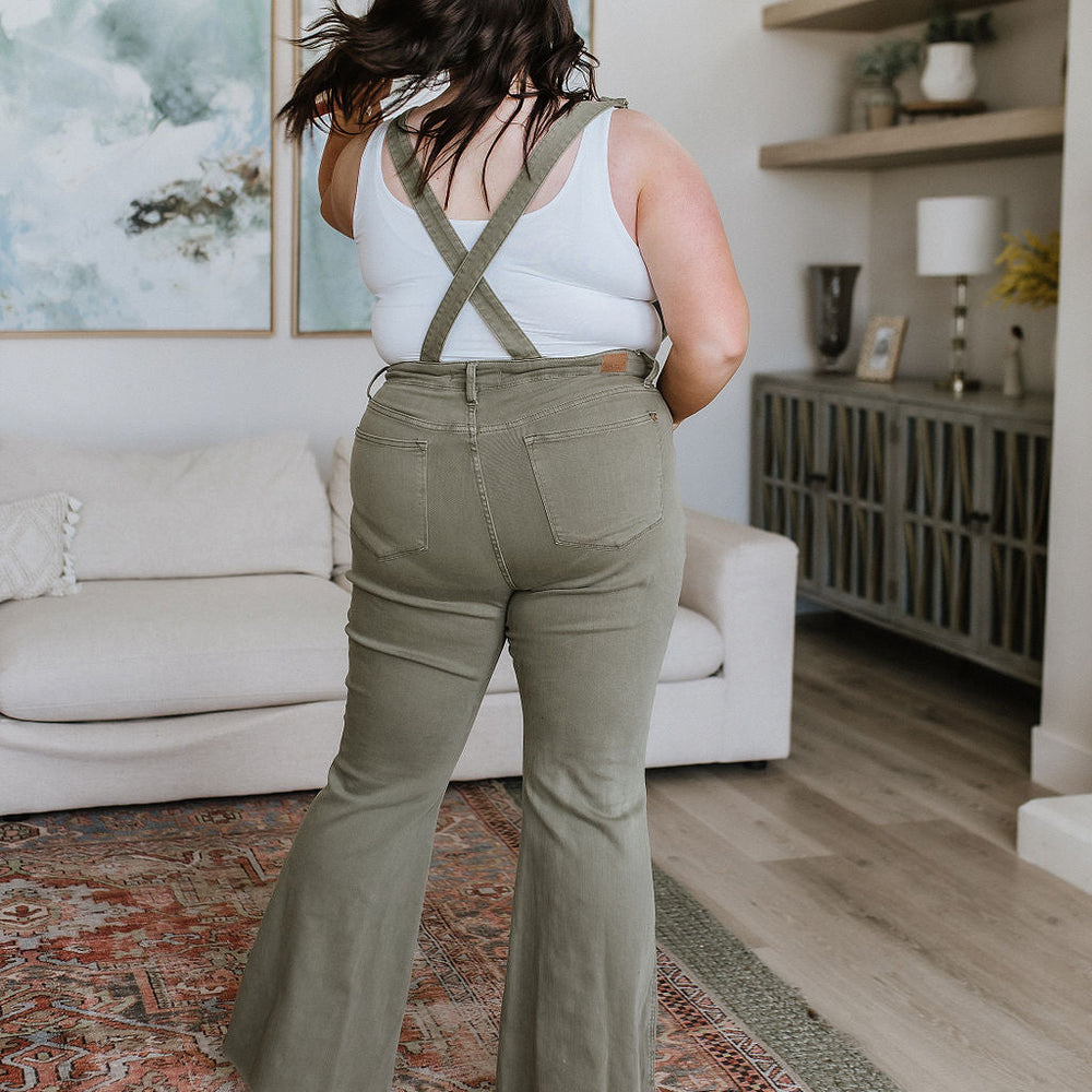 
                      
                        Olivia Control Top Release Hem Overalls in Olive
                      
                    