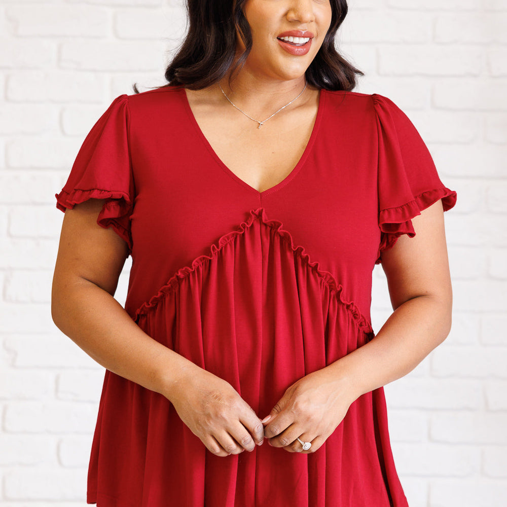 
                      
                        One Day Soon V-Neck Ruffle Detail Top
                      
                    