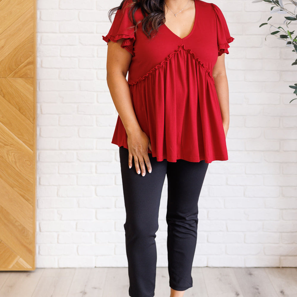 
                      
                        One Day Soon V-Neck Ruffle Detail Top
                      
                    