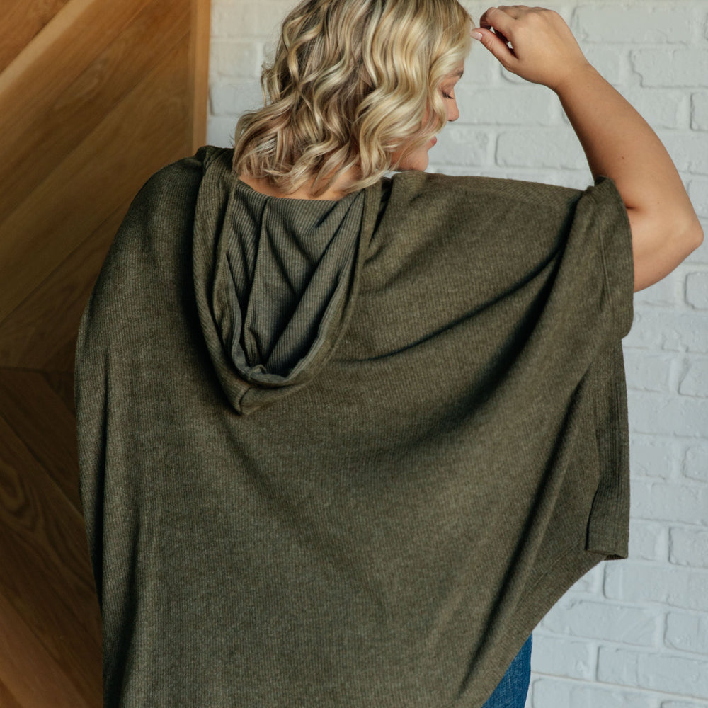 
                      
                        Perfectly Poised Hooded Poncho in Olive
                      
                    