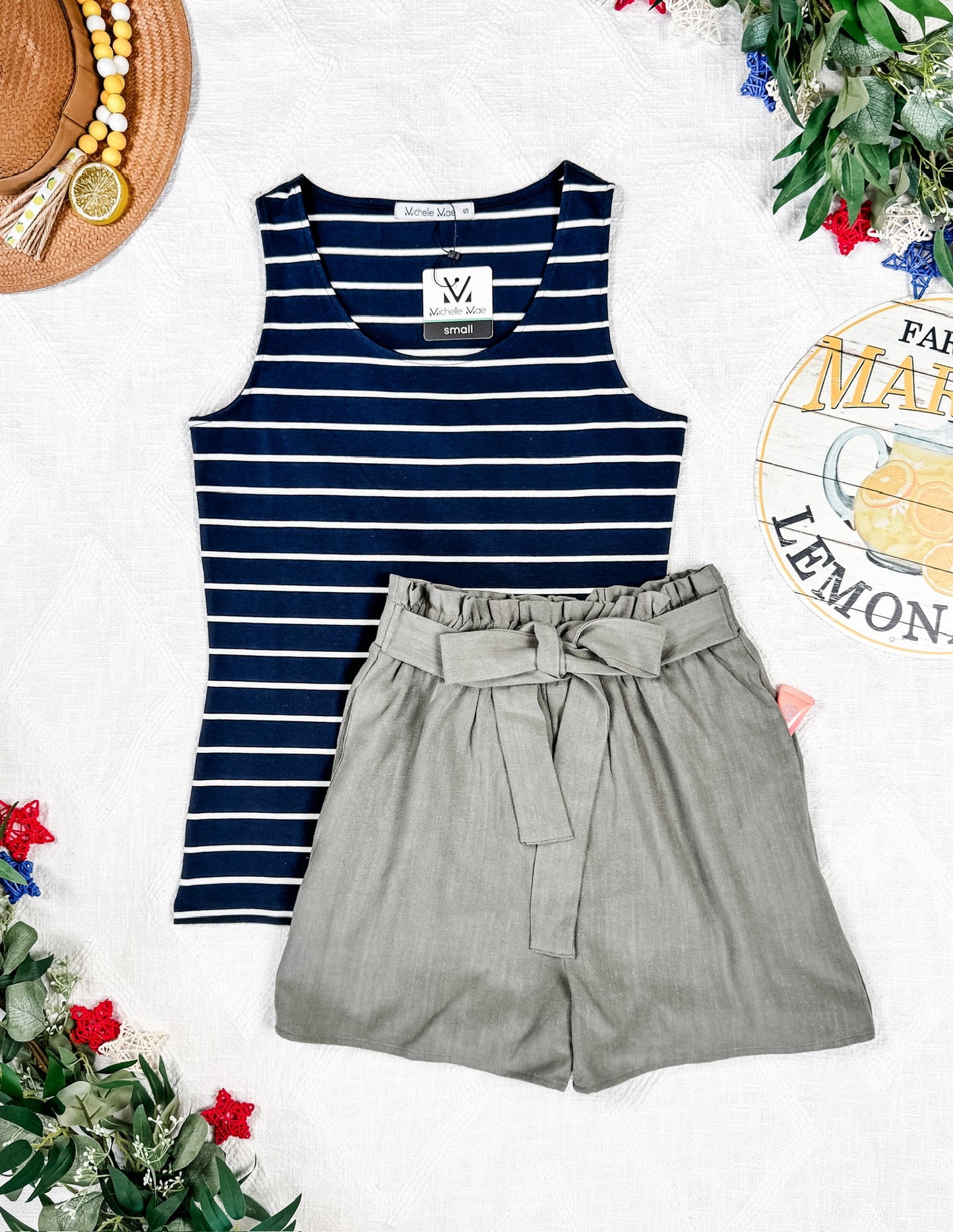 Libby Linen Shorts in Olive with tie belt and pockets