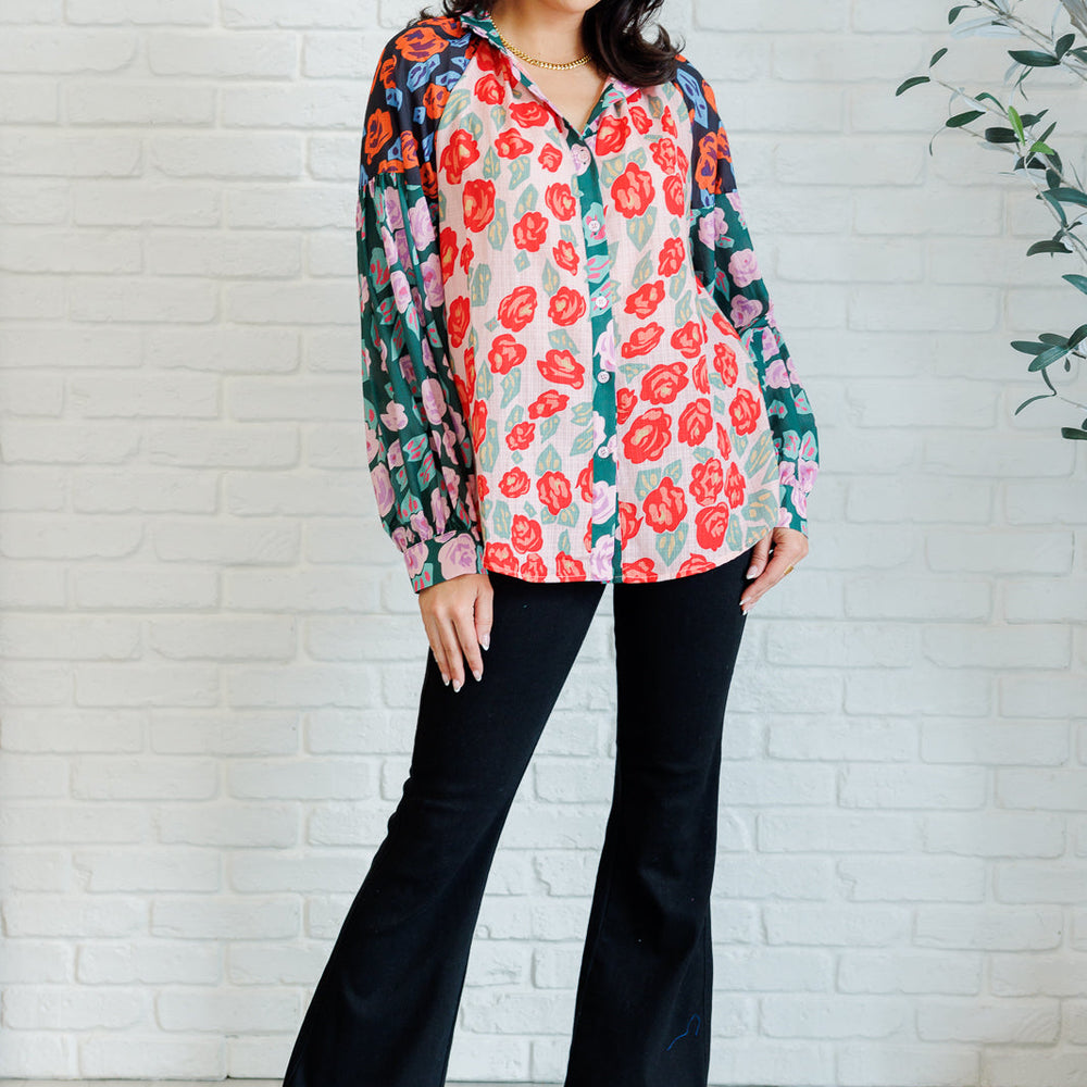 
                      
                        Presupposed Ideas Mixed Print Button Up Blouse
                      
                    